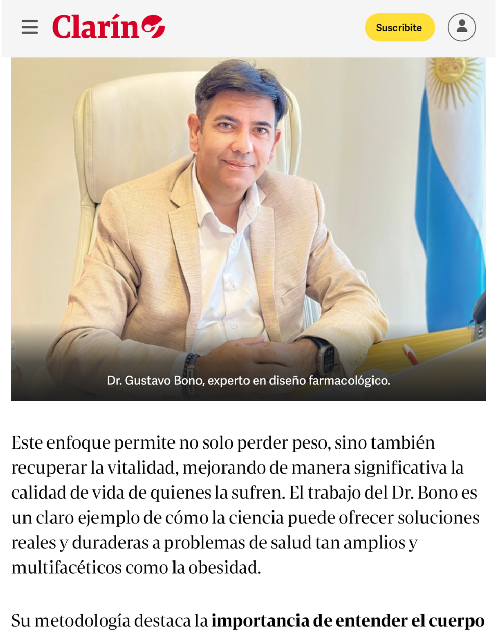 Nota sobre el Dr. Bono en Diario Clarín